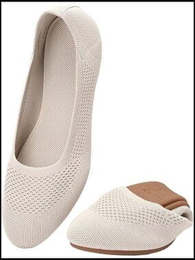 Knit Ballet Flats Round Toe Slip On Walking Shoes Lightweight Casual Chic